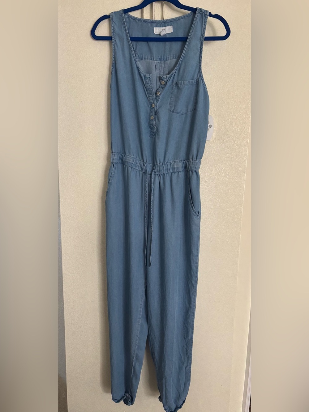 Thread & Supply Lightweight Blue Denim Jean Jumpsuit Romper  Medium M
